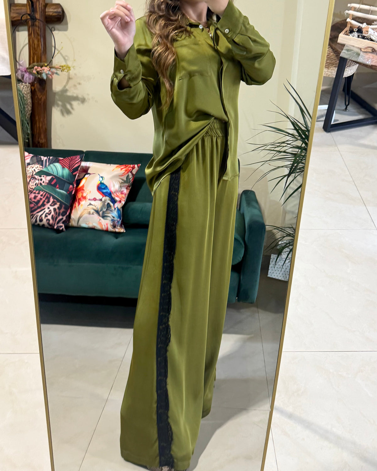 ZAHJR - Pantalone con pizzo Olio 535310759