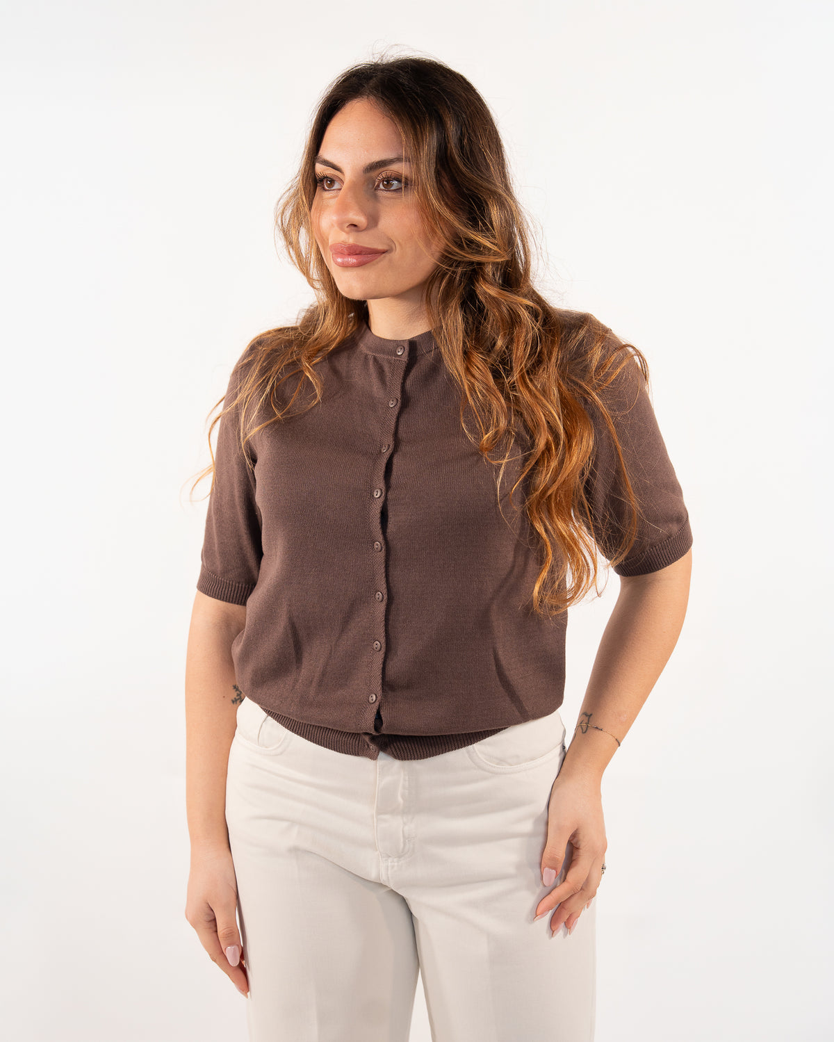 LE STREGHE - CARDIGAN MORO MANICA CORTA